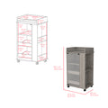 Bar Cart With Two Side Shelves Beaver, Glass Door And Upper Surface, Light Gray Finish Light Gray Particle Board