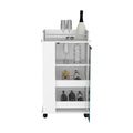 Bar Cart With Two Side Shelves Beaver, Glass Door And Upper Surface, White Finish White Particle Board