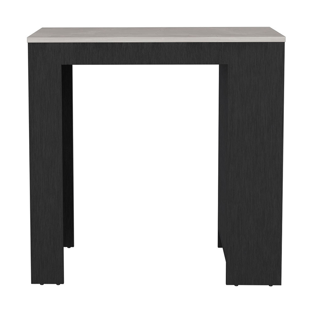 Kitchen Island Doyle, Three Side Shelves, Black Ibiza Marble Color Finish Black Particle Board