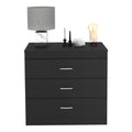 Three Drawer Dresser Lial, Superior Top, Metal Hardware, Black Wengue Finish Black Particle Board