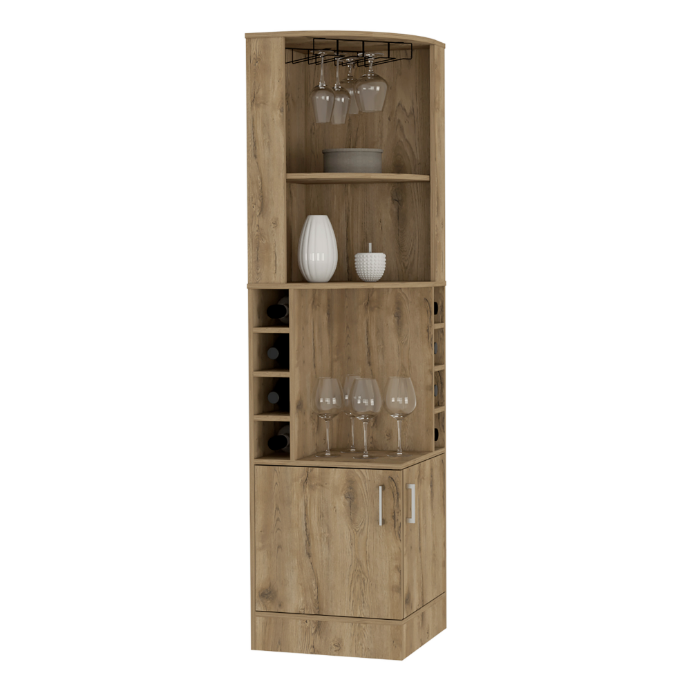 Bar Cabinet Papprika, 8 Wine Cubbies, Double Door, Dark Brown Finish Dark Brown Particle Board