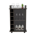 Bar Cart Baltimore, Six Wine Cubbies, Carbon Espresso Finish Espresso Particle Board