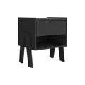 Nightstand Ferku, Open Shelf, One Drawer, Black Wengue Finish Black Particle Board