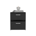 Nightstand Chequered, Two Drawers, Black Wengue Finish Black Particle Board