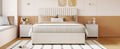 Full Size Upholstered Platform Bed With 2 Drawers And 1 Twin Size Trundle, Classic Headboard Design, Beige Full Beige Linen