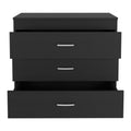 Three Drawer Dresser Lial, Superior Top, Metal Hardware, Black Wengue Finish Black Particle Board
