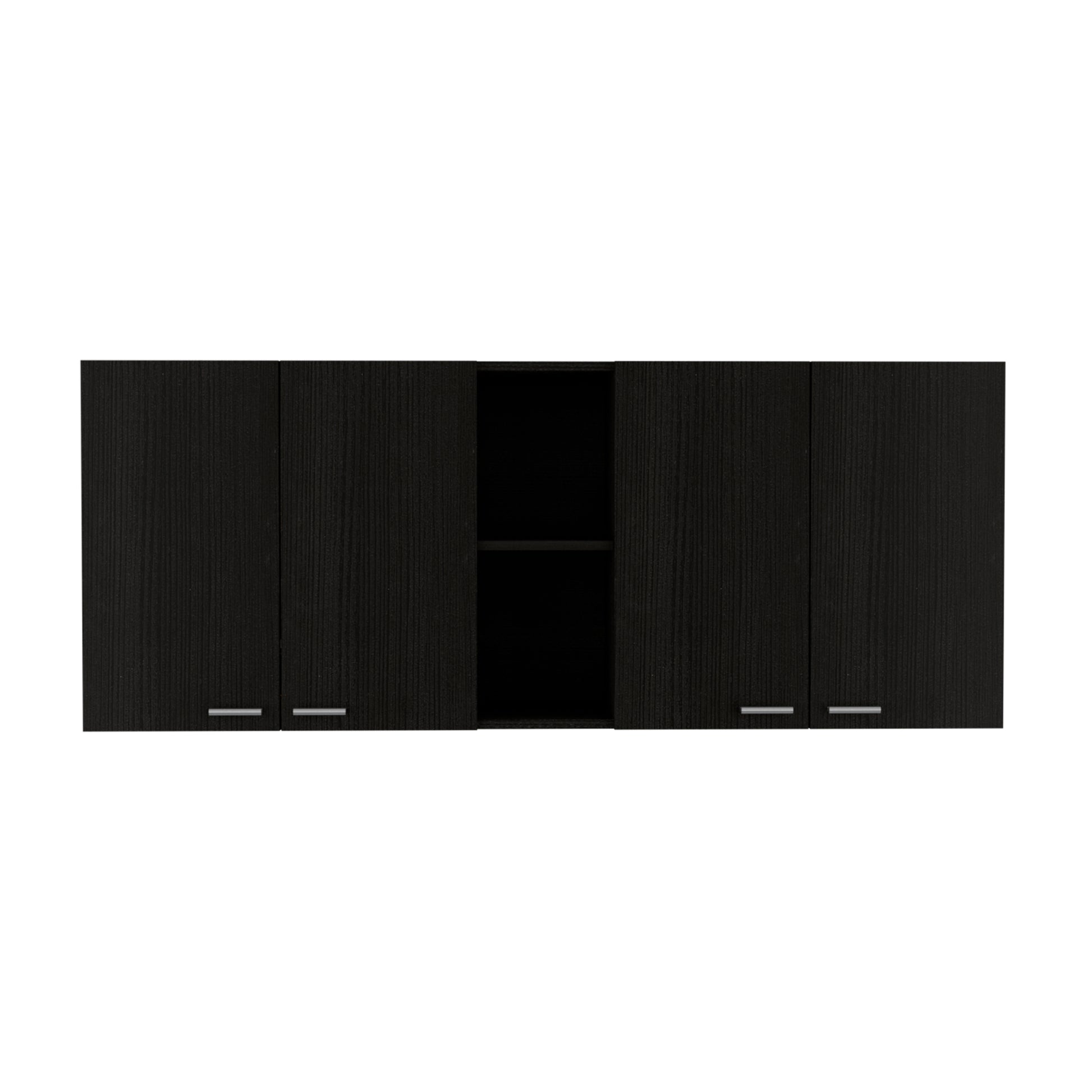 Wall Cabinet Ontario, Double Door, Black Wengue Finish Black Particle Board