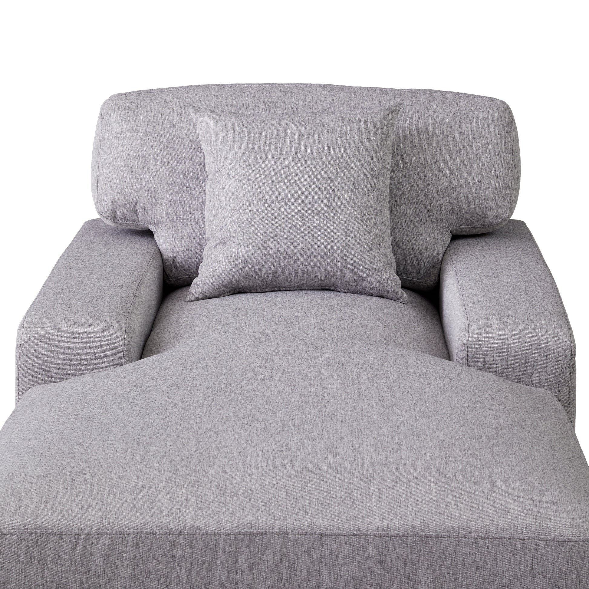 Modern Mid Century Indoor Oversized Chaise Lounger Comfort Sleeper Sofa With Pillow And Soild Wood Legs, Linen, Gray Gray Linen