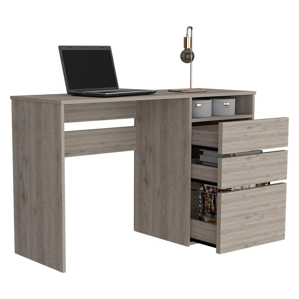 Computer Desk San Diego, One Shelf, Light Gray Finish Light Gray Particle Board