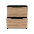 Nightstand Cervants, Two Drawers, Metal Handle, Black Wengue Pine Finish Multicolor Particle Board