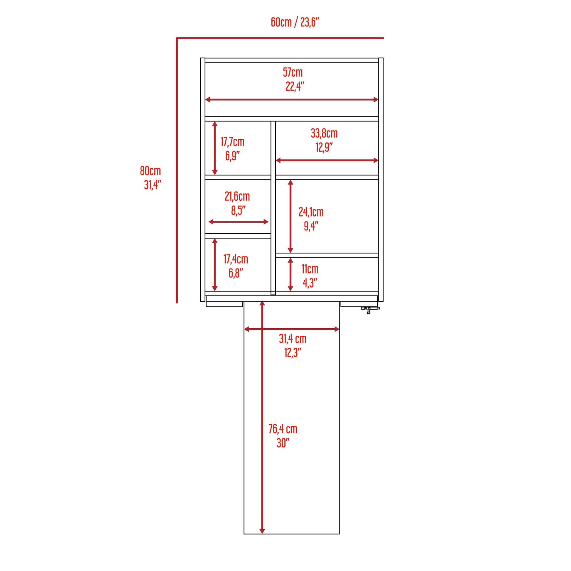 Foldable Table Tacoma, Seven Interior Shelves, Light Gray Finish Light Gray Particle Board