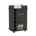 Bar Cart Baltimore, Six Wine Cubbies, Carbon Espresso Finish Espresso Particle Board