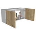 Wall Cabinet Toran, Two Shelves, Double Door, White Light Oak Finish White Light Oak Particle Board