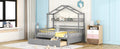 Wooden Full Size House Bed With 2 Drawers,Kids Bed With Storage Shelf, Gray Gray Wood