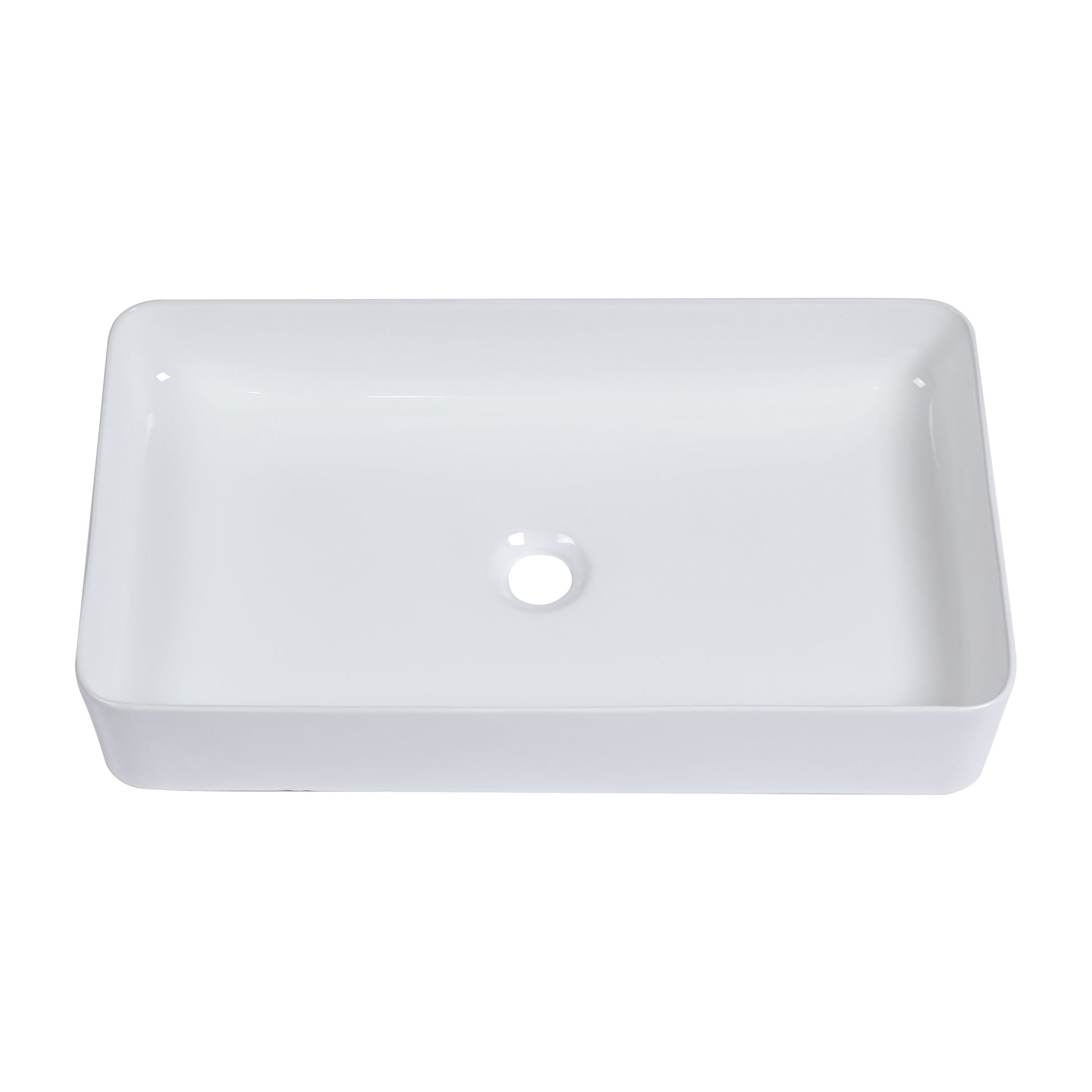 24"X14" White Ceramic Rectangular Vessel Bathroom Sink White Ceramic