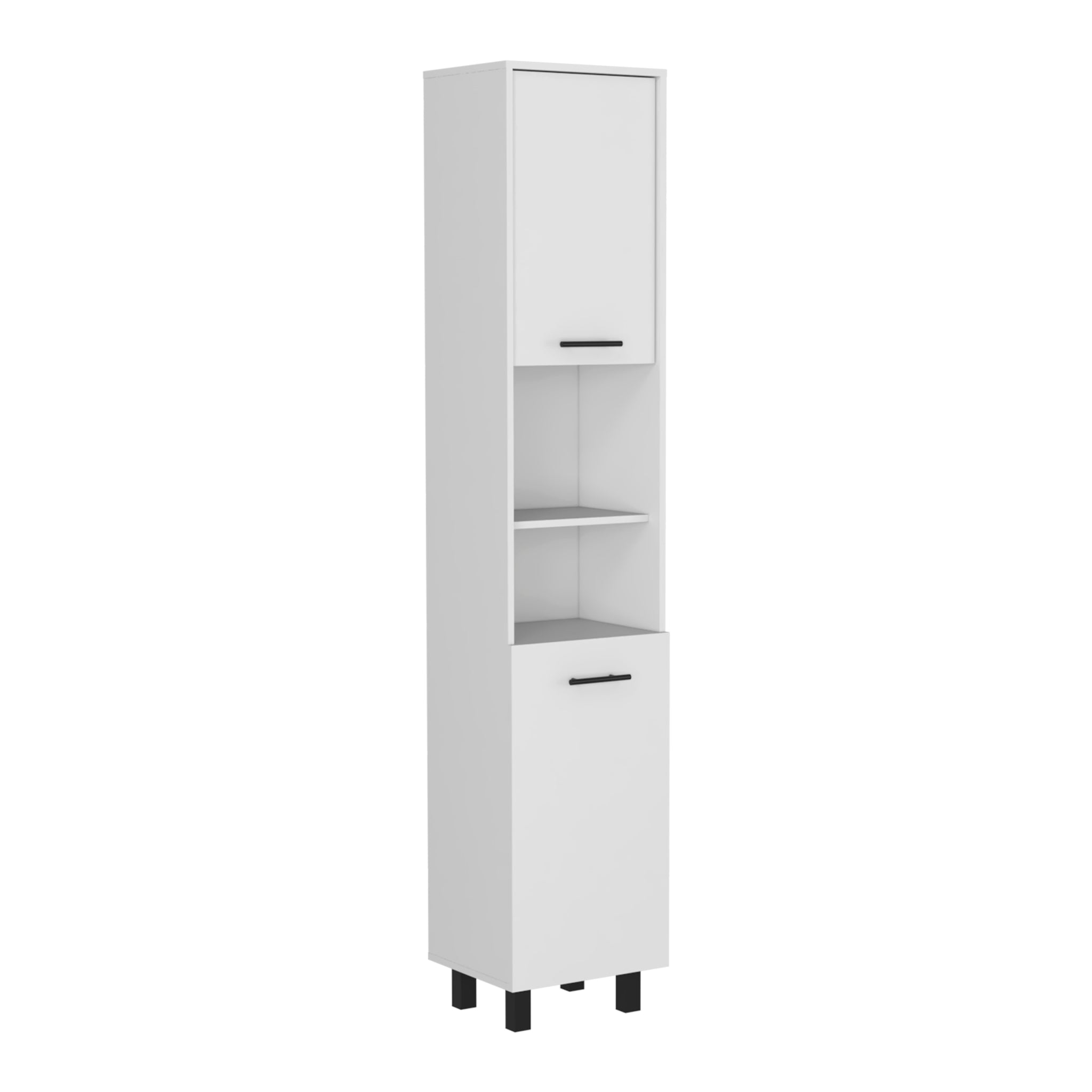 Pantry Cabinet Almada, Three Interior Shelves, White Finish White Particle Board