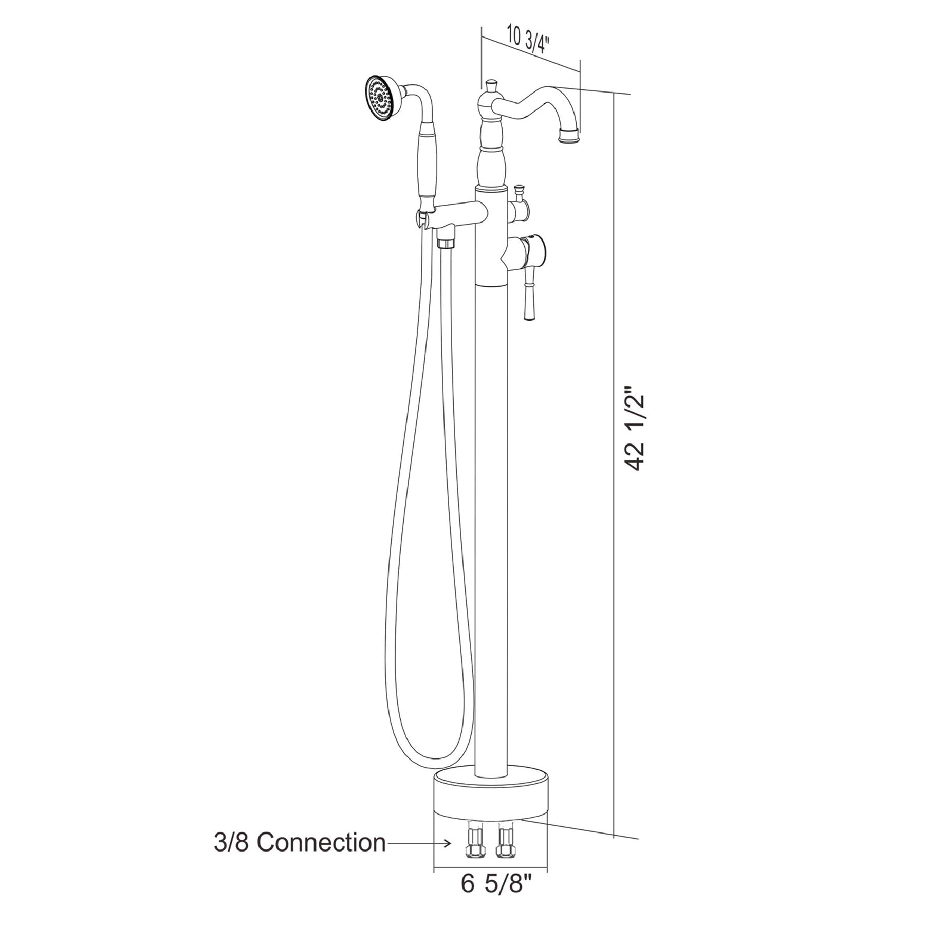 Freestanding Bathtub Faucet With Hand Shower Chrome Metal