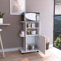 Kitchen Cart Kryot, Single Door Cabinet, Four Casters, White Finish White Particle Board