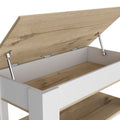 Storage Table Polgon, Extendable Table Shelf, Lower Shelf, Light Oak White Finish Light Oak Particle Board