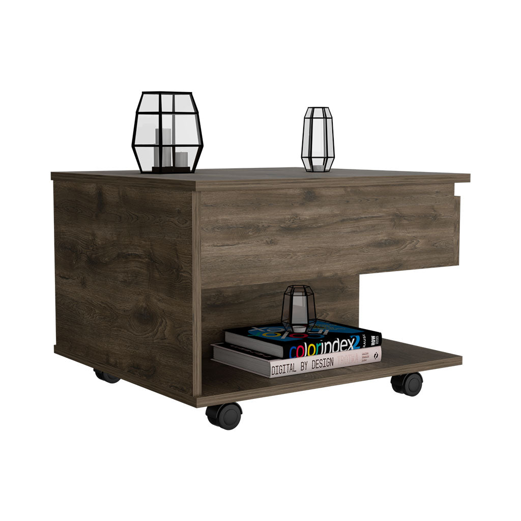 Lift Top Coffee Table Mercuri, Casters, Dark Brown Finish Dark Brown Particle Board