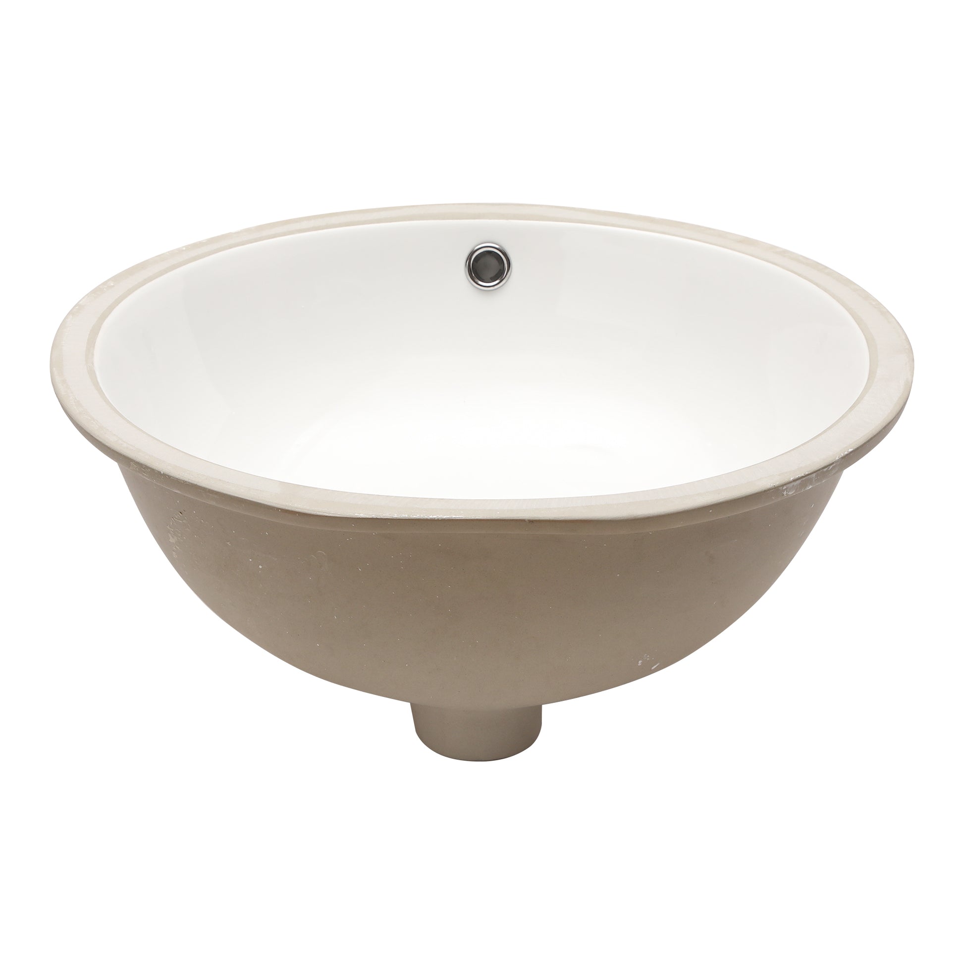 19"X16" White Ceramic Oval Undermount Bathroom Sink With Overflow White Ceramic