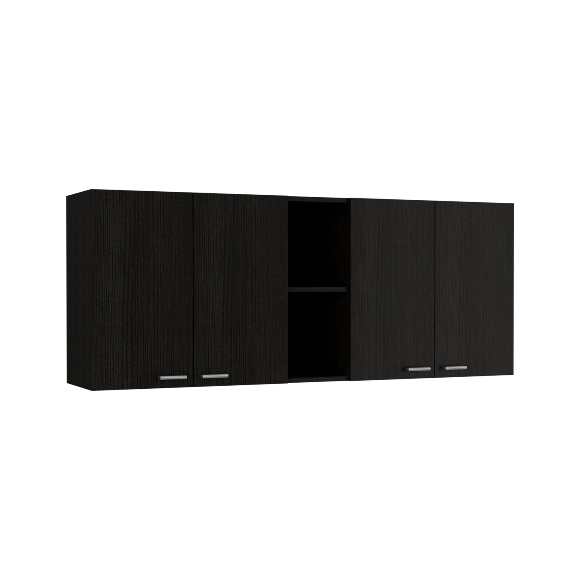 Wall Cabinet Ontario, Double Door, Black Wengue Finish Black Particle Board