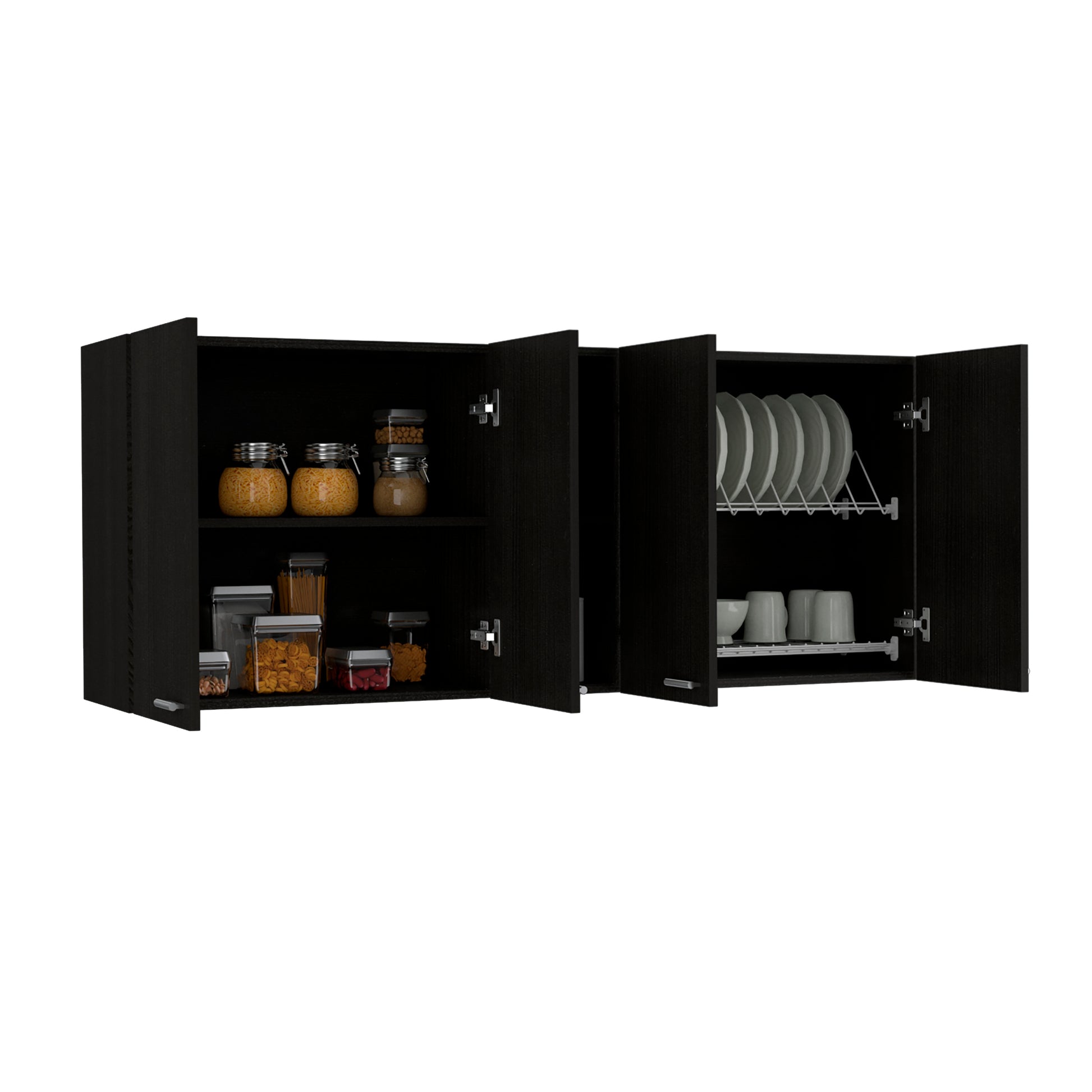 Wall Cabinet Ontario, Double Door, Black Wengue Finish Black Particle Board