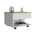 Lift Top Coffee Table Mercuri, Casters, White Light Oak Finish White Light Oak Particle Board