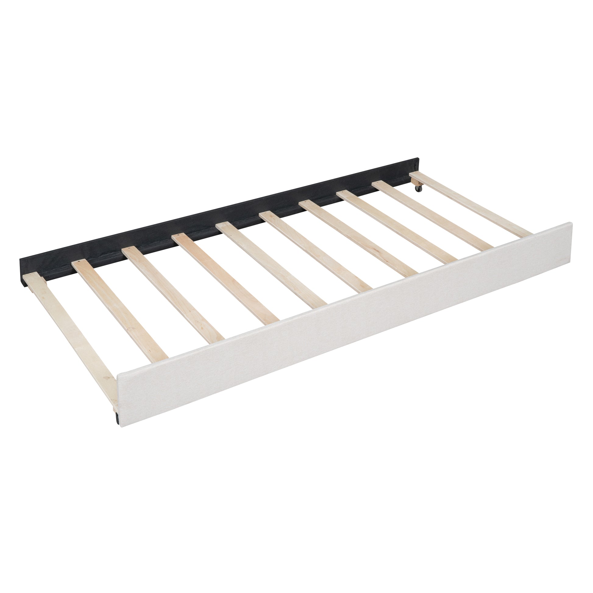 Queen Size Upholstered Platform Bed With 2 Drawers And 1 Twin Xl Trundle, Classic Headboard Design, Beige Beige Linen