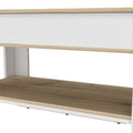 Storage Table Polgon, Extendable Table Shelf, Lower Shelf, Light Oak White Finish Light Oak Particle Board