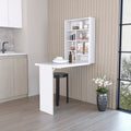 Foldable Table Tacoma, Seven Interior Shelves, White Finish White Particle Board