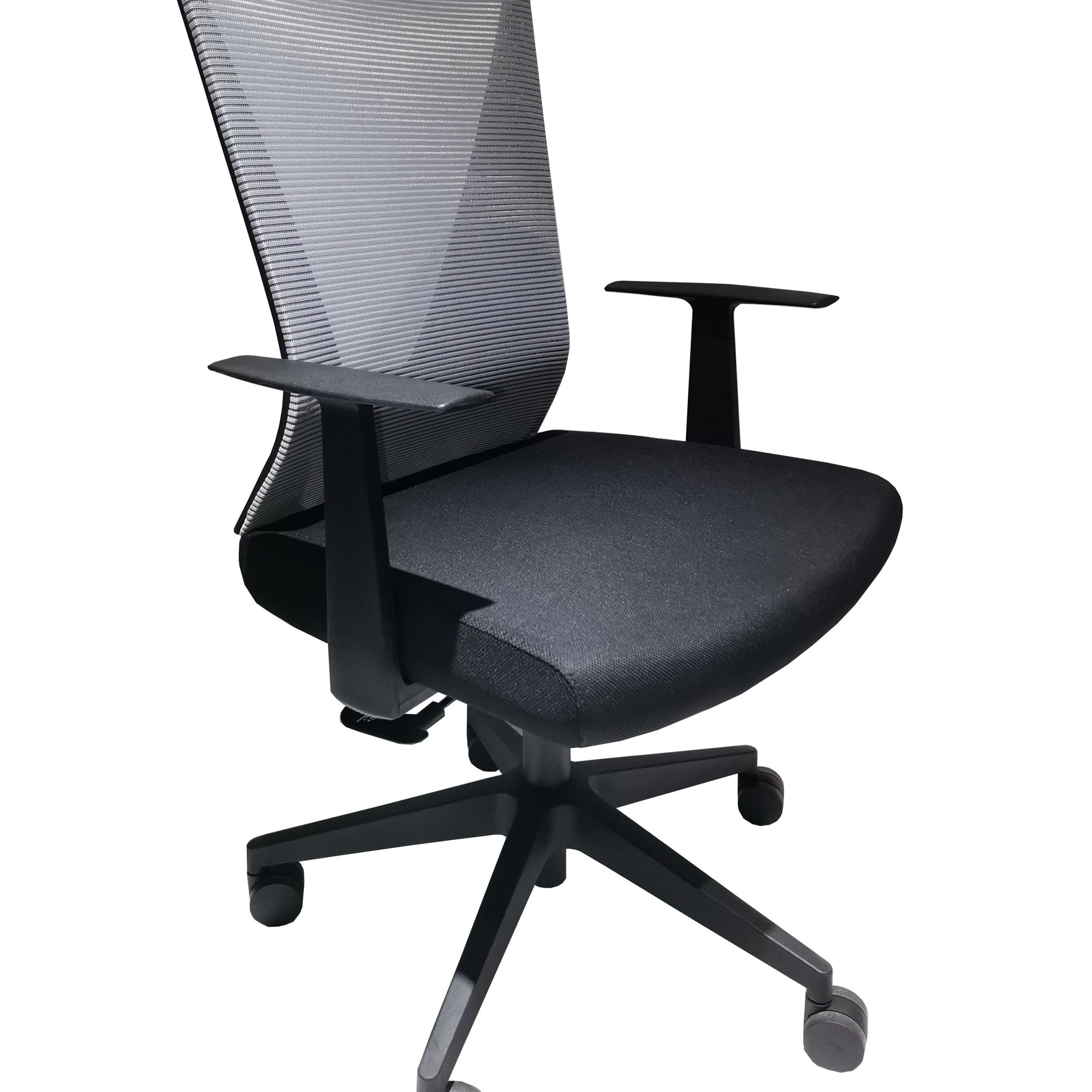 Office Chair Armin, Nylon Base Black, Fixed Armrest, Black Wengue Smoke Finish Black Particle Board