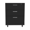 3 Drawers Storage Cabinet With Casters Lions Office, Black Wengue Finish Gray Particle Board