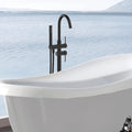 Freestanding Bathtub Faucet With Hand Shower Matte Black Metal