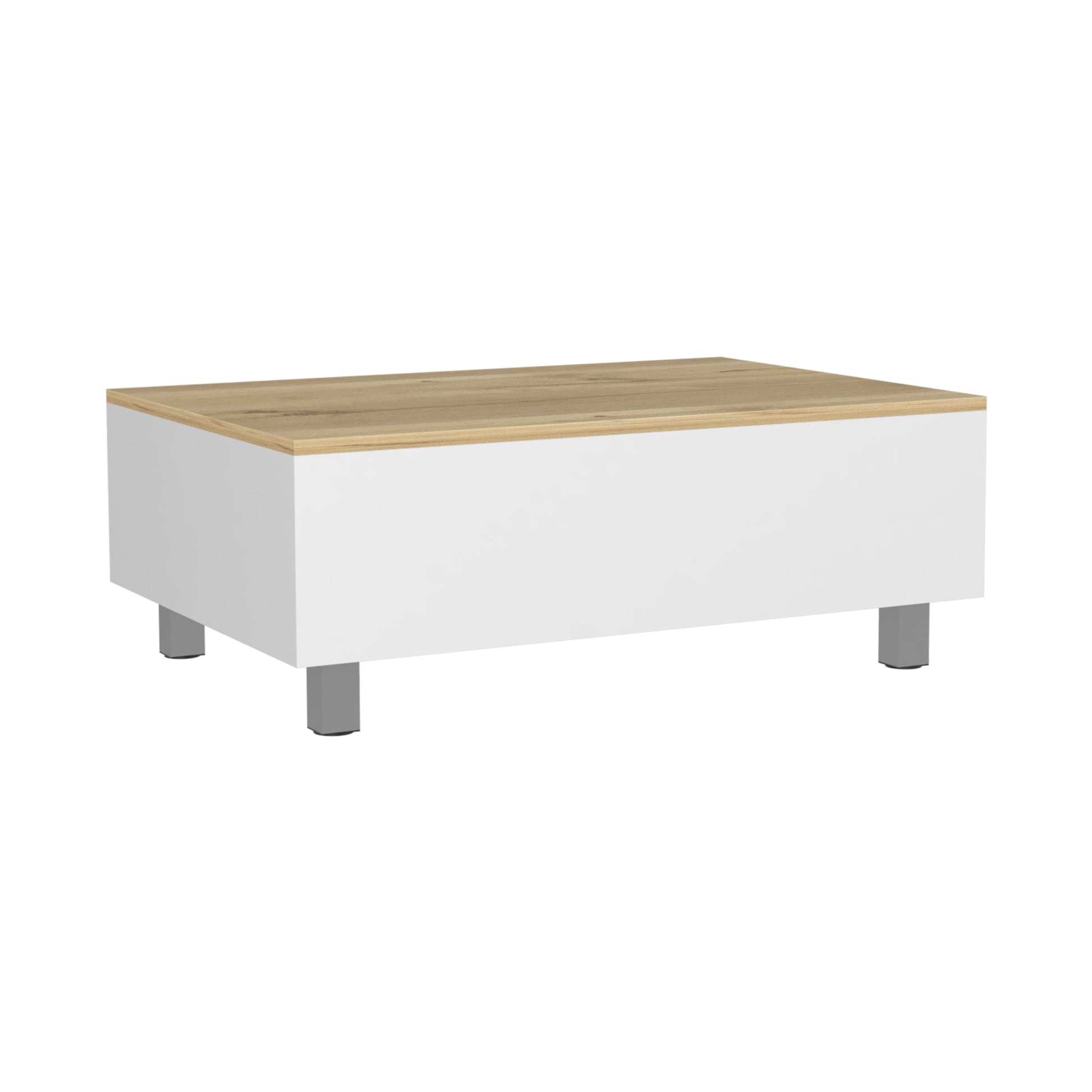 Lift Top Coffee Annapolis, Storage Compartment, White Light Oak Finish White Light Oak Particle Board
