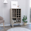 L Bar Cabinet Silhill, Eight Wine Cubbies, Two Cabinets With Single Door, Light Gray Finish Light Gray Particle Board