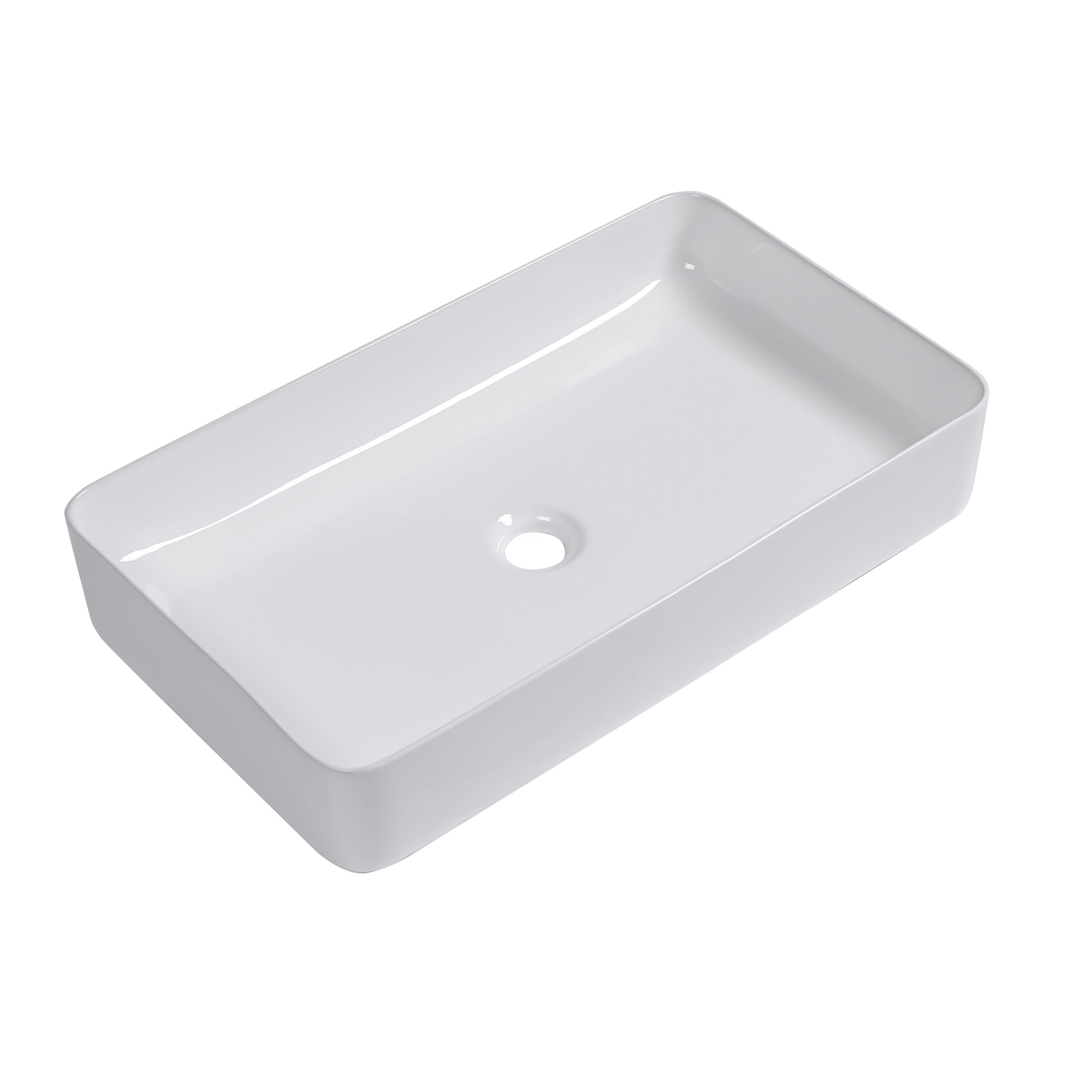 24"X14" White Ceramic Rectangular Vessel Bathroom Sink White Ceramic