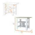 Kitchen Island Pompeya, Three Shelves, White Finish Multicolor Particle Board