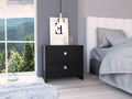 Nightstand Dreams, Two Drawers, Black Wengue Finish Black Particle Board