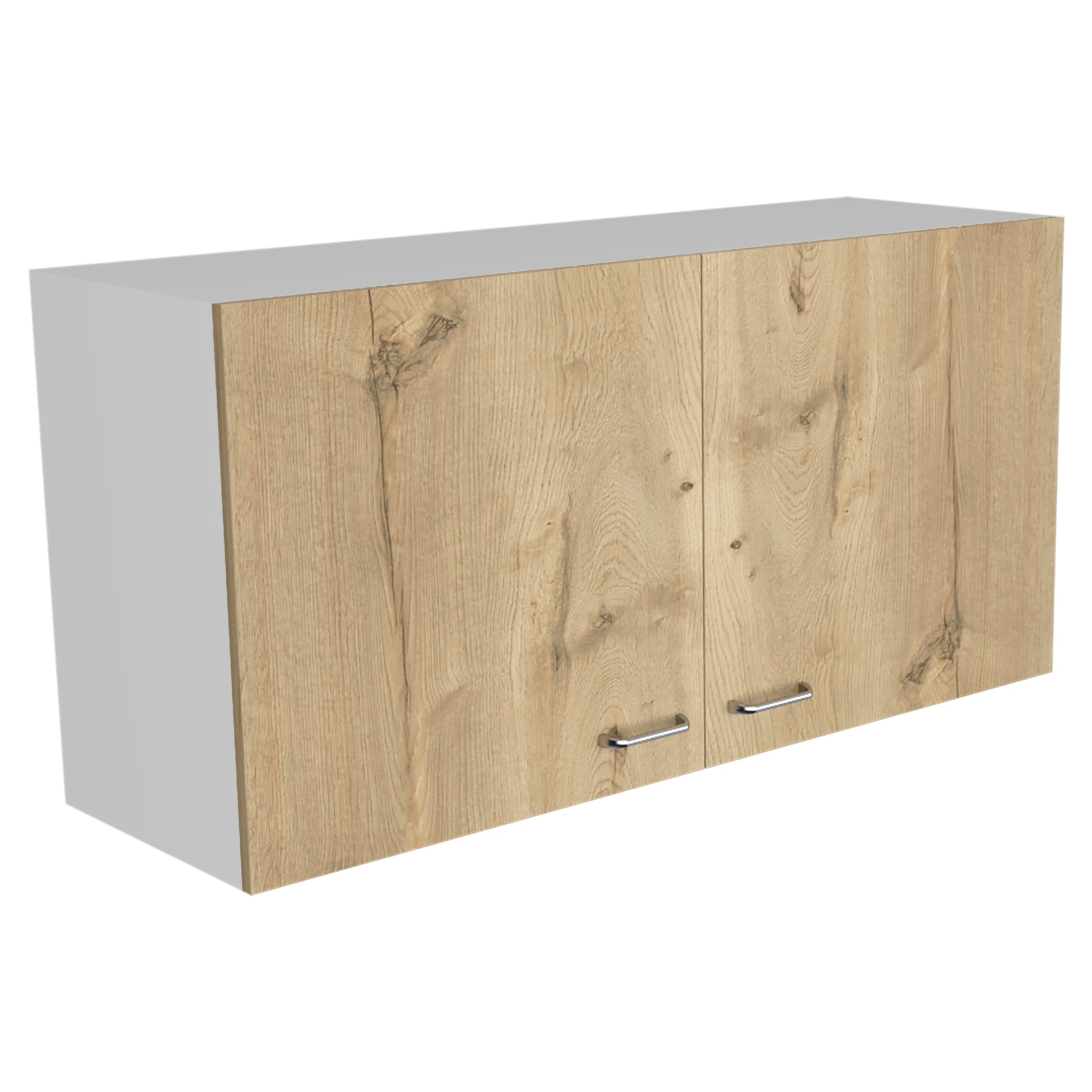 Wall Cabinet Toran, Two Shelves, Double Door, White Light Oak Finish White Light Oak Particle Board