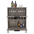 Bar Cabinet Puertu, Six Wine Cubbies, Double Door Cabinet, Light Gray Finish Light Gray Particle Board