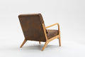 Mid Century Modern Accent Chair With Wood Frame, Upholstered Living Room Chairs With Waist Cushion, Reading Armchair For Bedroom Sunroom White Cotton Pu Leather