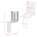 Foldable Table Tacoma, Seven Interior Shelves, White Finish White Particle Board