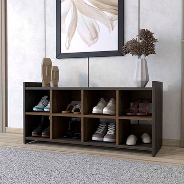 Shoe Rack Augusta, Eight Shoe Capacity, Espresso Mahogany Finish Espresso Particle Board
