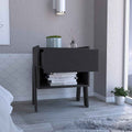 Nightstand Ferku, Open Shelf, One Drawer, Black Wengue Finish Black Particle Board