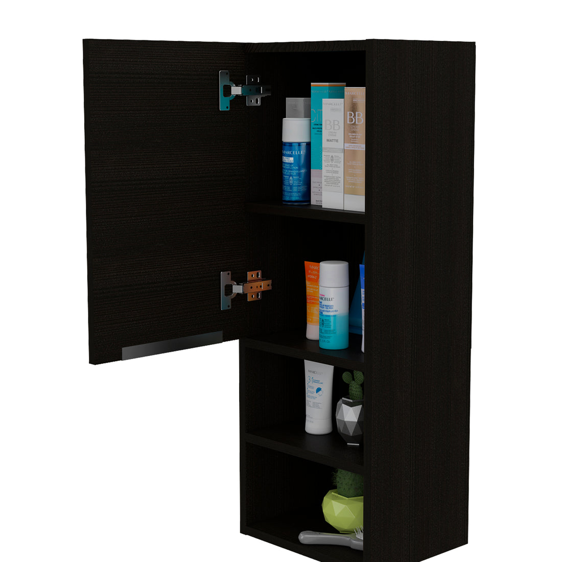 Medicine Cabinet Hazelton, Two Interior Shelves, Black Wengue Finish Black Particle Board