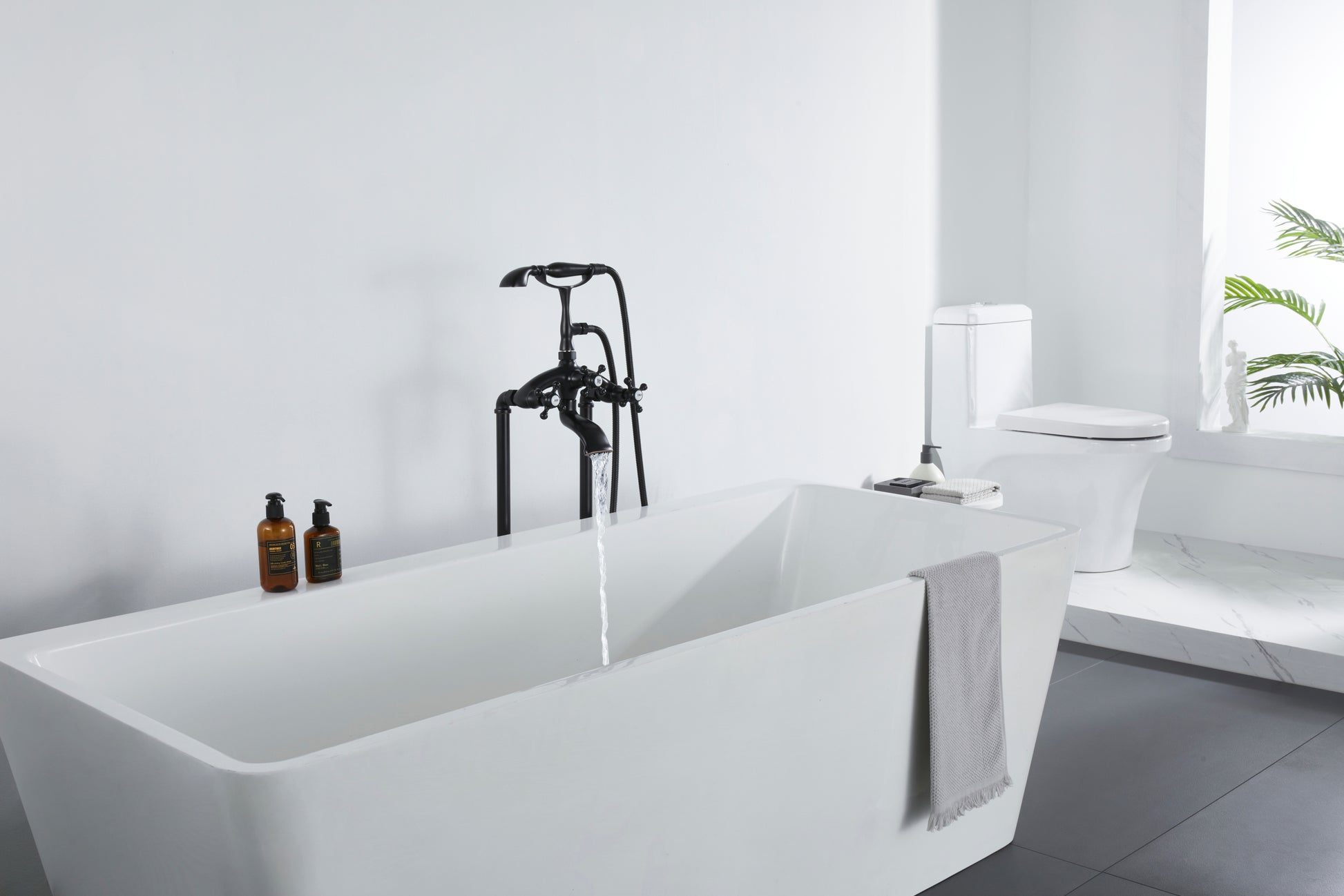 Freestanding Bathtub Faucet With Hand Shower Oil Rubbed Bronze Metal