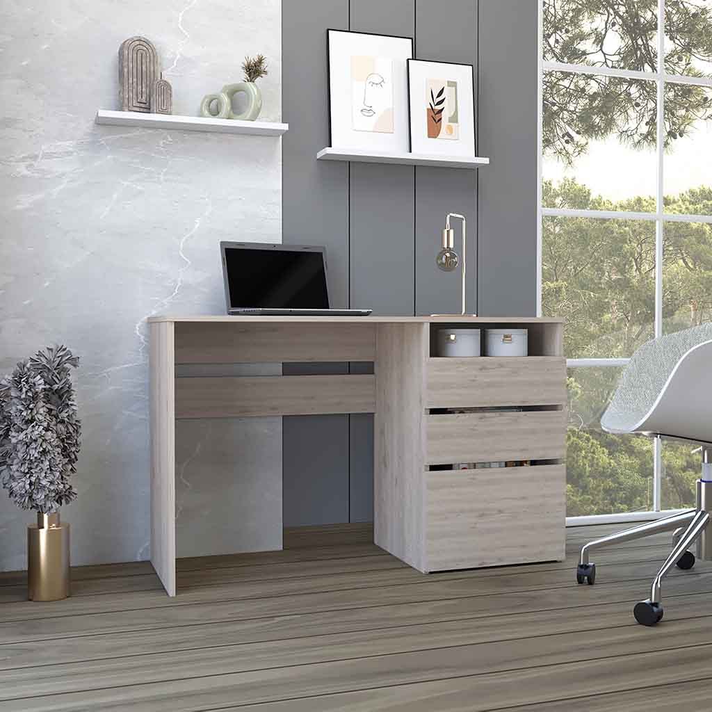 Computer Desk San Diego, One Shelf, Light Gray Finish Light Gray Particle Board