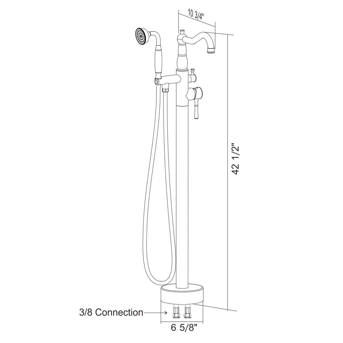 Freestanding Bathtub Faucet With Hand Shower Brushed Nickel Metal