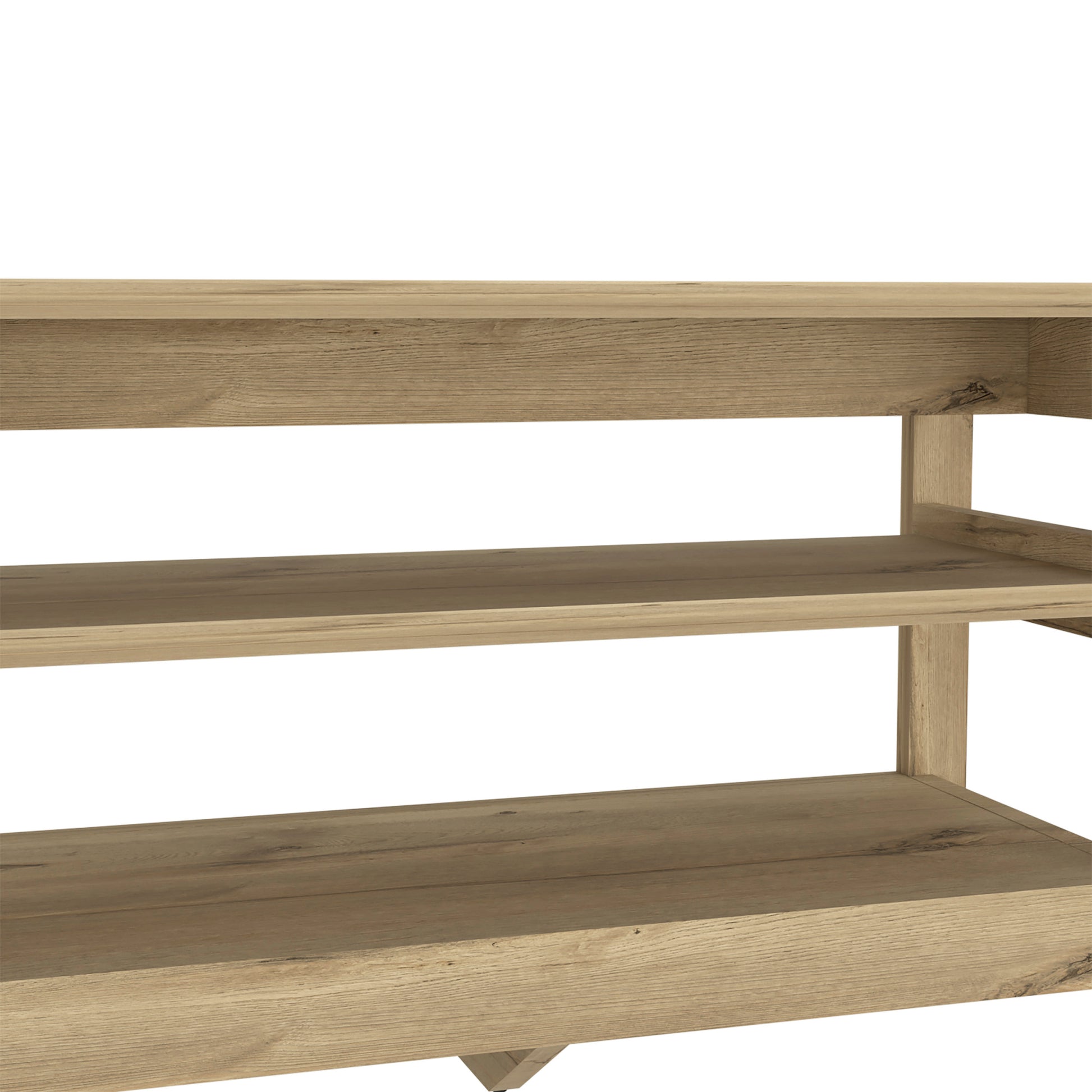 Storage Bench Susho, Upper And Lower Shelf, Light Oak Finish Light Oak Particle Board